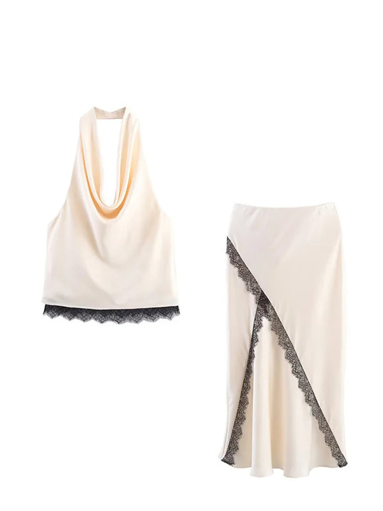 Glorol - High Waist Lace Patchwork Skirt