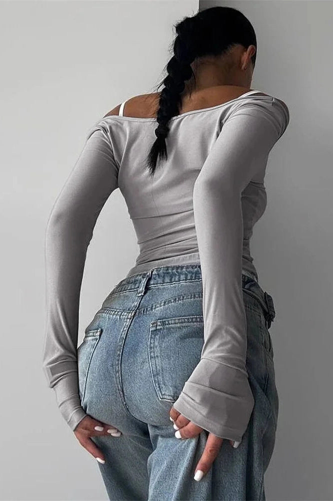 Glorol - 2 Piece Long Sleeve Patchwork Top