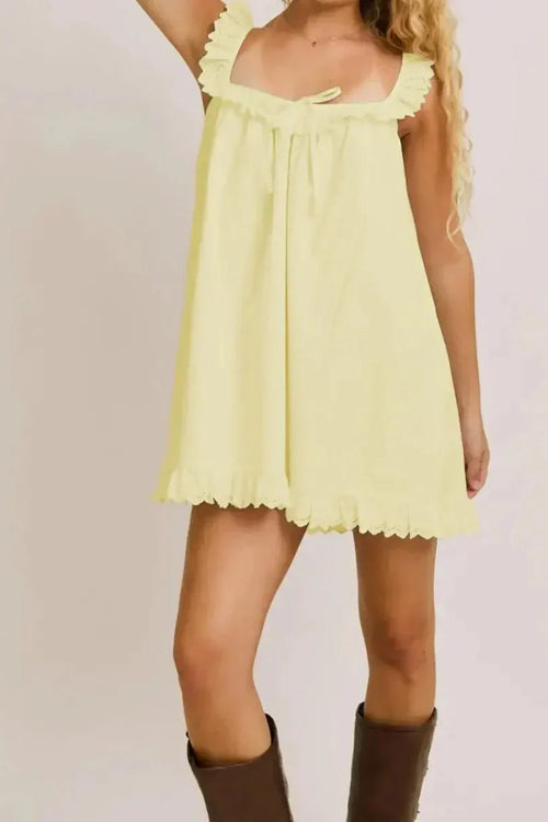 Backless Lace-Up Loose Pleated Sleeveless Mini Dress
