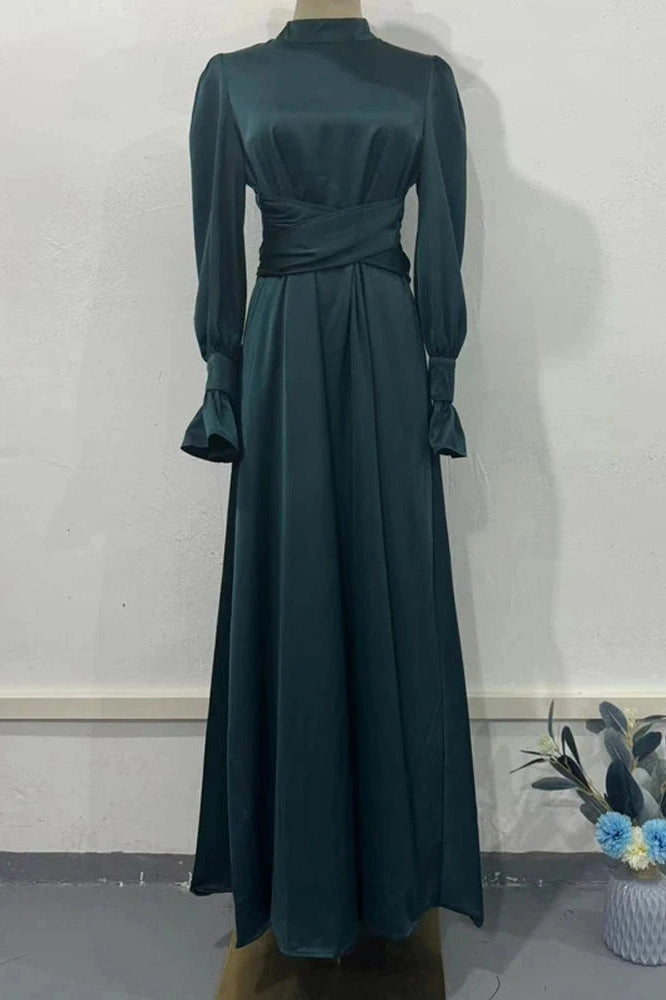 Glorol - Patchwork Slim Lace-Up Maxi Dress