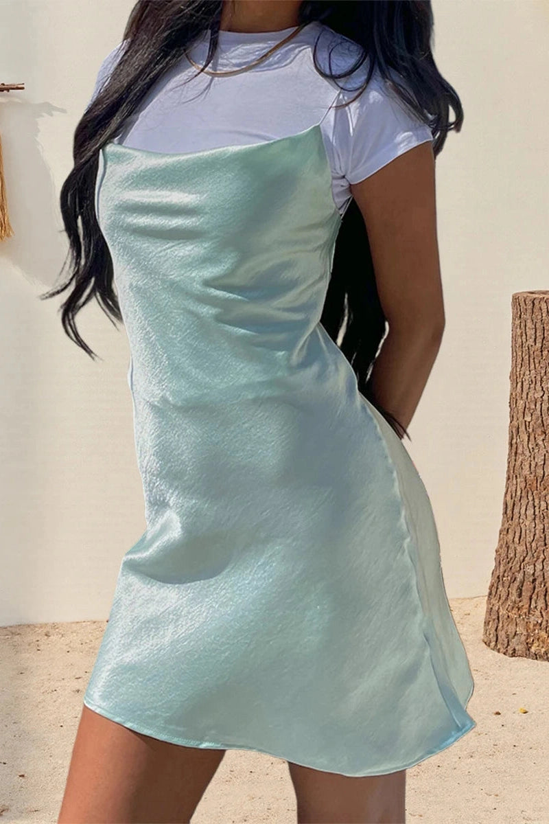 Glorol - Sleeveless Spaghetti Strap Mini Dress