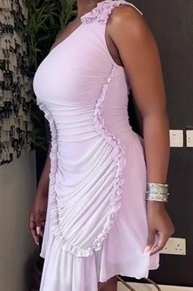 Glorol - Elegant Hollow Out Sleeveless High Waist Slim Slash Collar Midi Dress