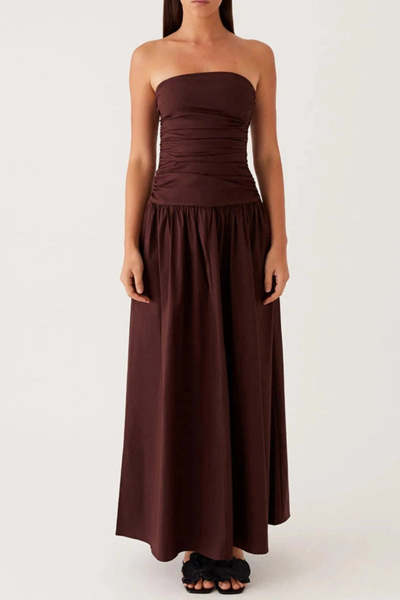 Glorol - Backless Sleeveless Strapless Maxi Dress