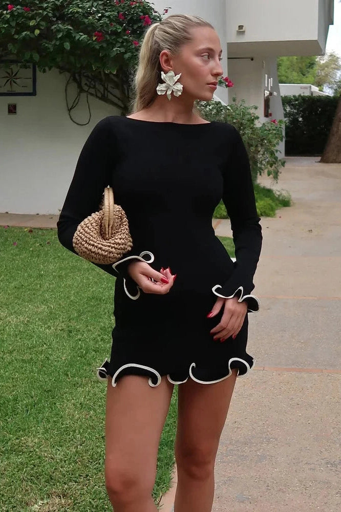 Glorol - Slim Patchwork High Waist Mini Dress