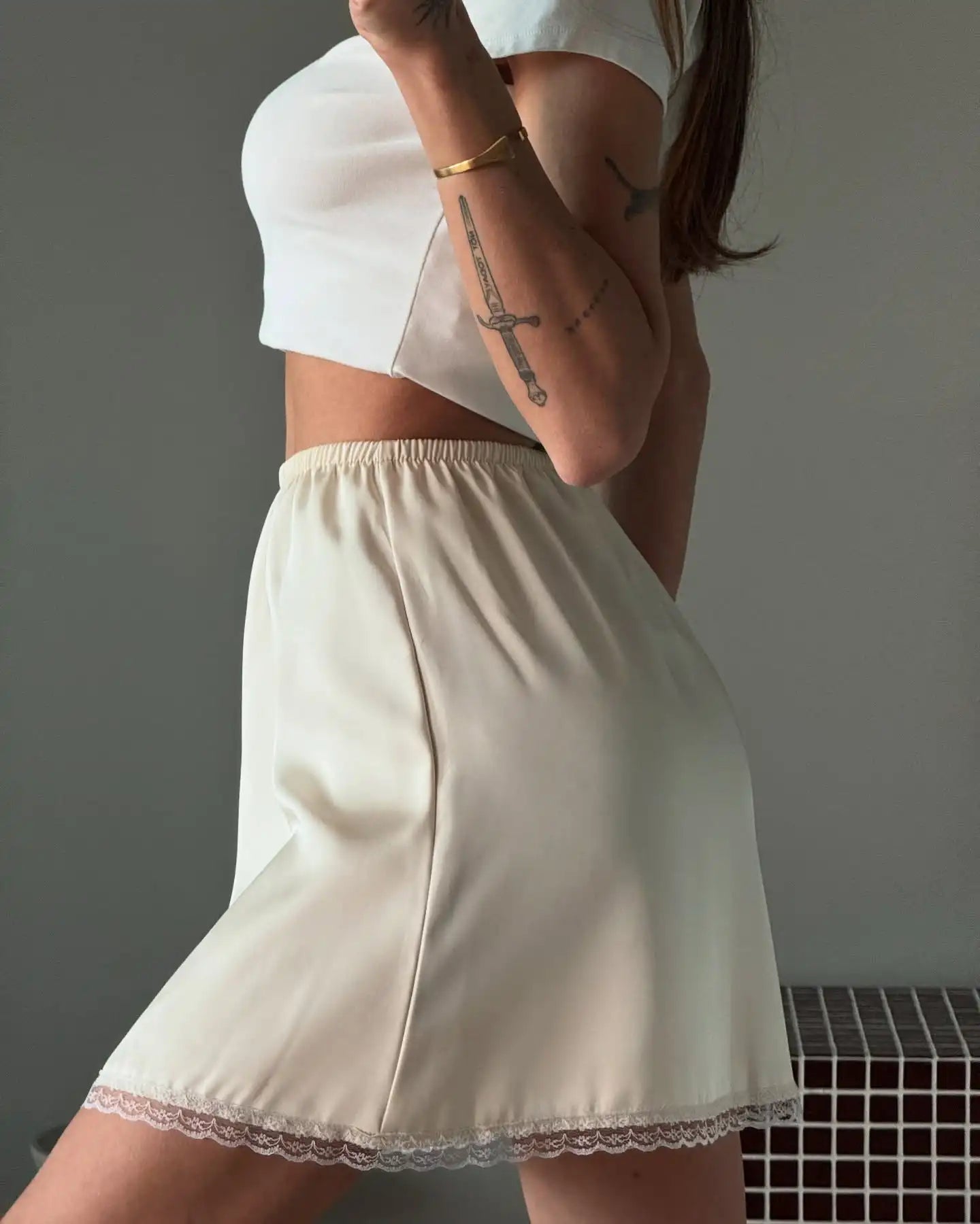 Glorol - Chic High Elastic Waist Lace Skirt
