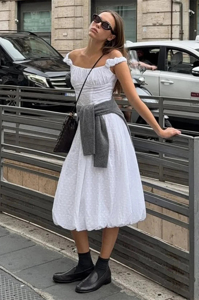 Glorol - Lace-Up Backless Patchwork Bodycon Midi Dress