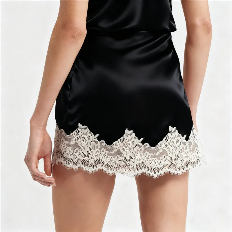 Glorol - Elegant Patchwork Lace Trim Skirt