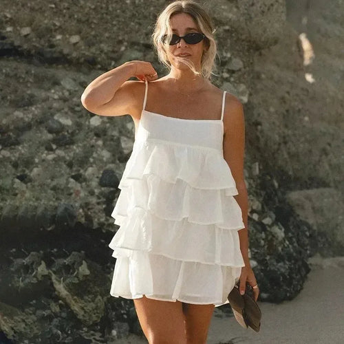 Glorol - Elegant Backless Patchwork Mini Dress