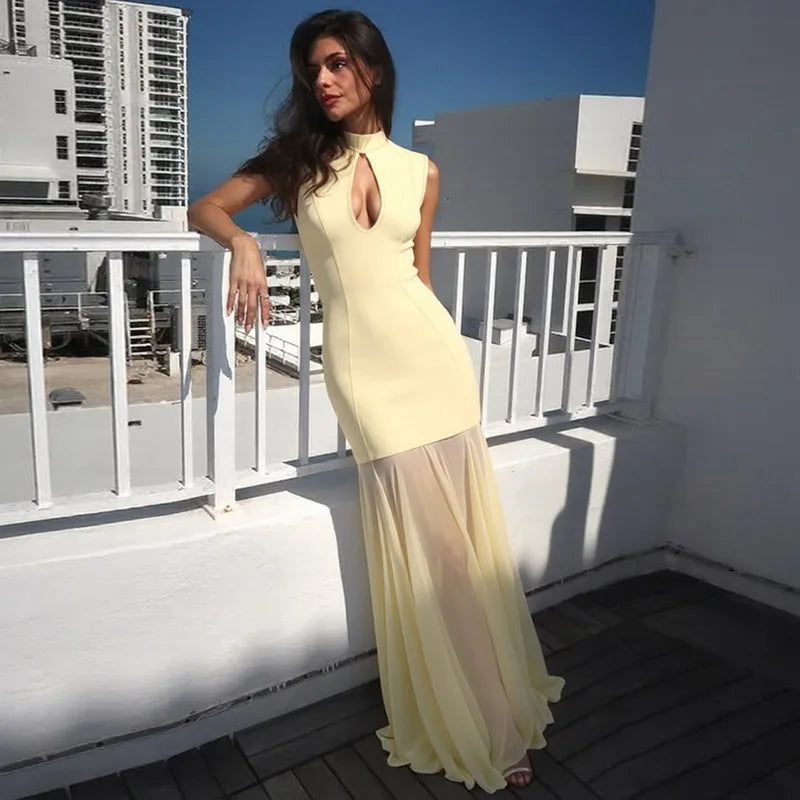 Glorol - Hollow Out Sleeveless Slim Maxi Dress