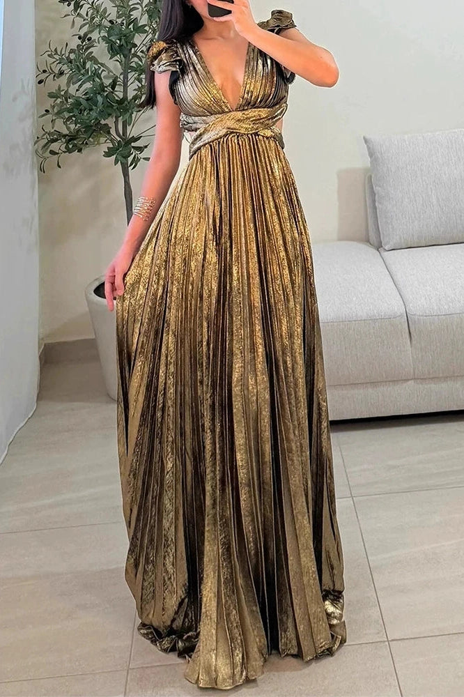 Glorol - Elegant Hollow Out Backless Sleeveless High Waist Maxi Dress
