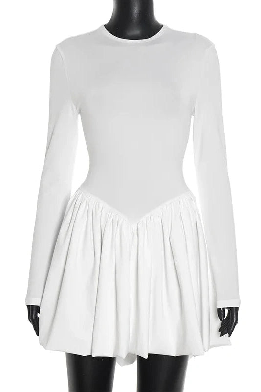 Glorol - Elegant Hollow Button Slim High Waist Mini Dress