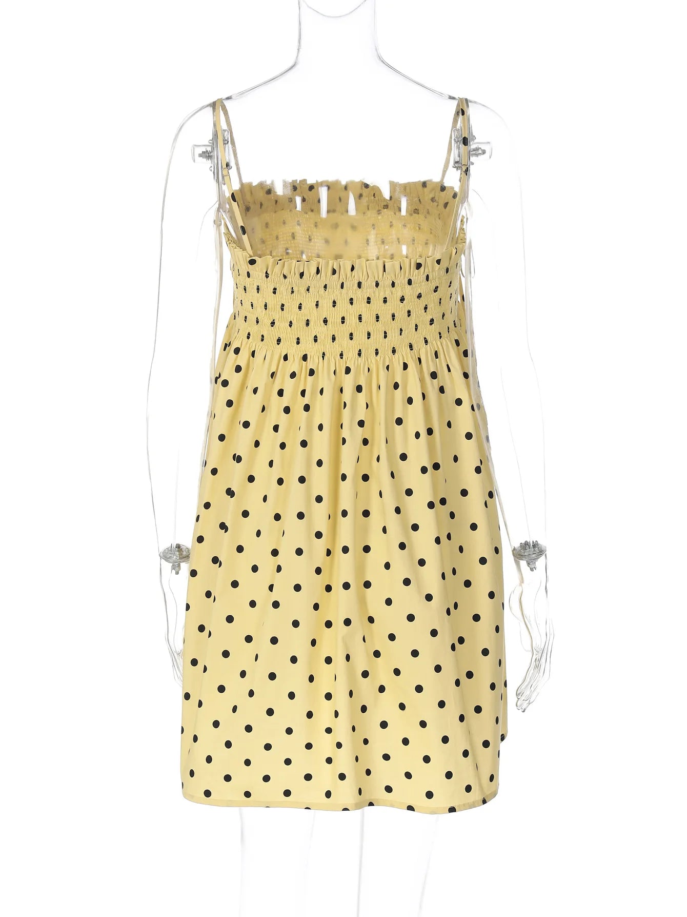 Glorol - Loose Polka Dot Lace Up Sleeveless Mini Dress