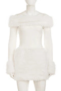 Glorol - Patchwork Knitted Off Shoulder Slim High Waist Mini Dress