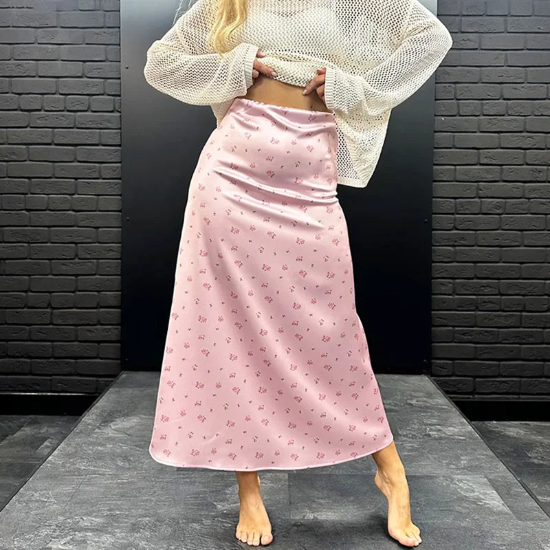 Glorol - High Waist Elegant Printed Skirt
