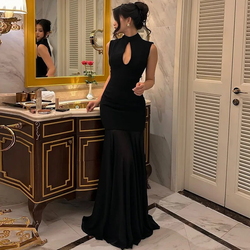 Glorol - Hollow Out Sleeveless Slim Maxi Dress