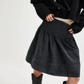 Glorol - Pleated Side Zipper High Waist Loose A-line Skirt