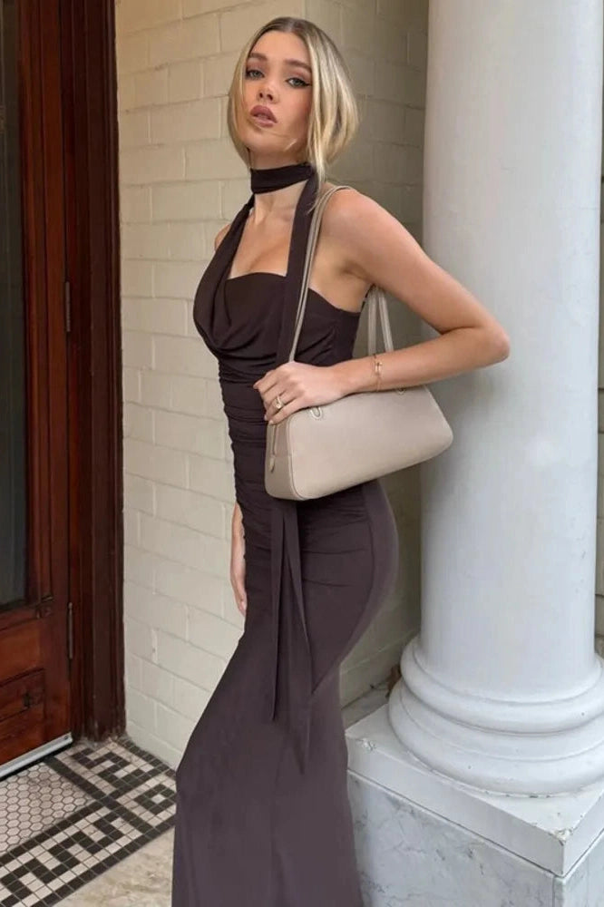 Glorol - Off-Shoulder Strapless Sleeveless Backless Bodycon Maxi Dress