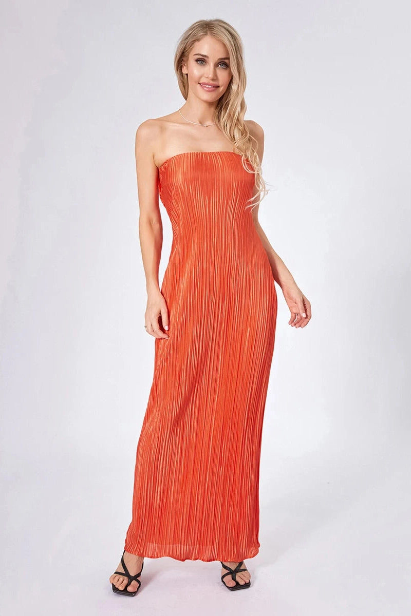 Glorol - Sleeveless Off-Shoulder Strapless Maxi Dress