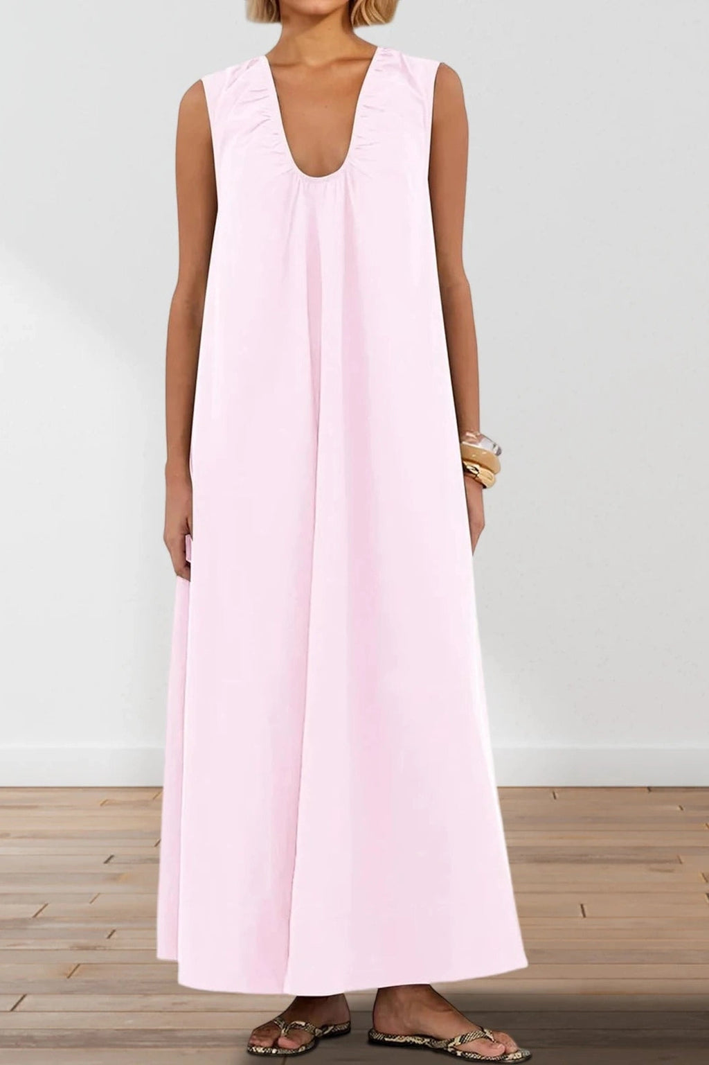 Glorol - Elegant Sleeveless Loose Maxi Dress