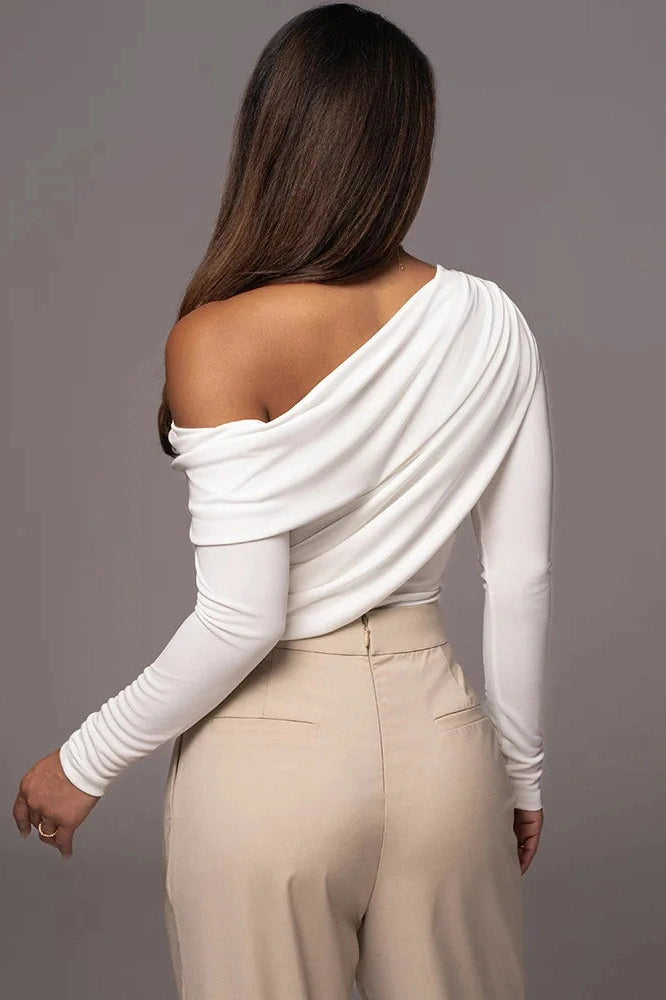 Glorol - One Shoulder Long Sleeve Jumpsuit
