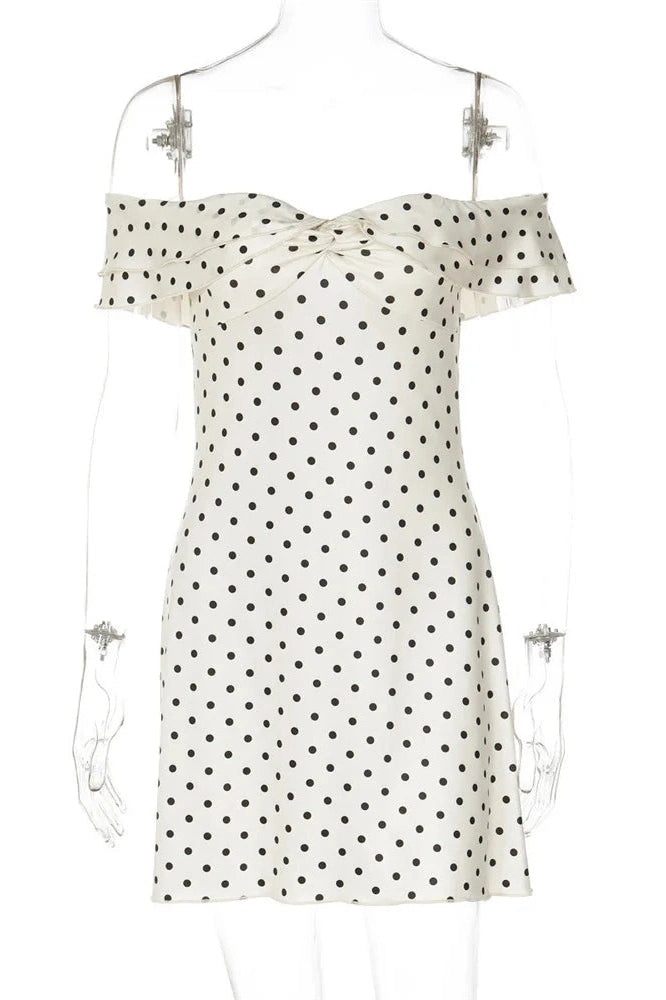 Glorol - Off-Shoulder Backless Printed Slim Mini Dress