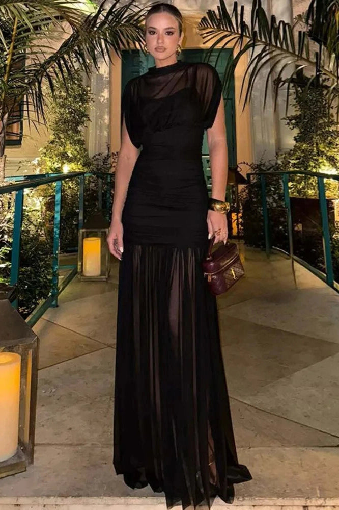 Glorol - High Collar Sleeveless High Waist Bodycon Maxi Dress
