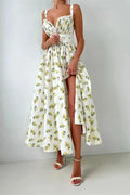 V-Neck Printed Lace-Up Sleeveless Bodycon Maxi Dress