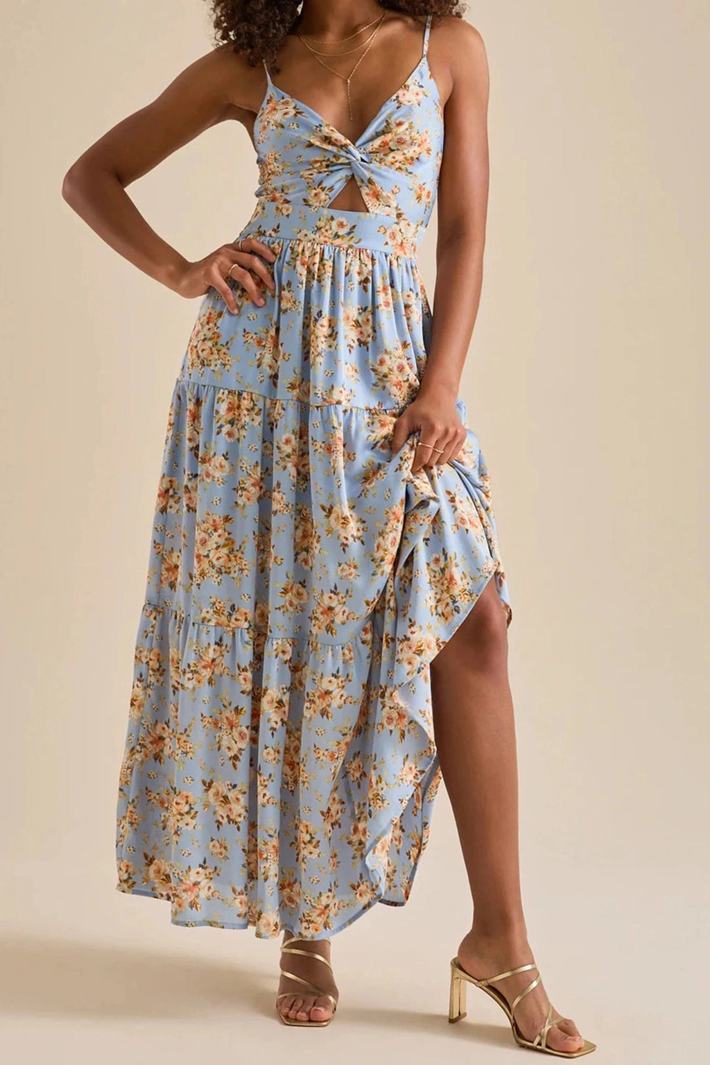 Glorol - Elegant Sleeveless V-Neck Maxi Dress