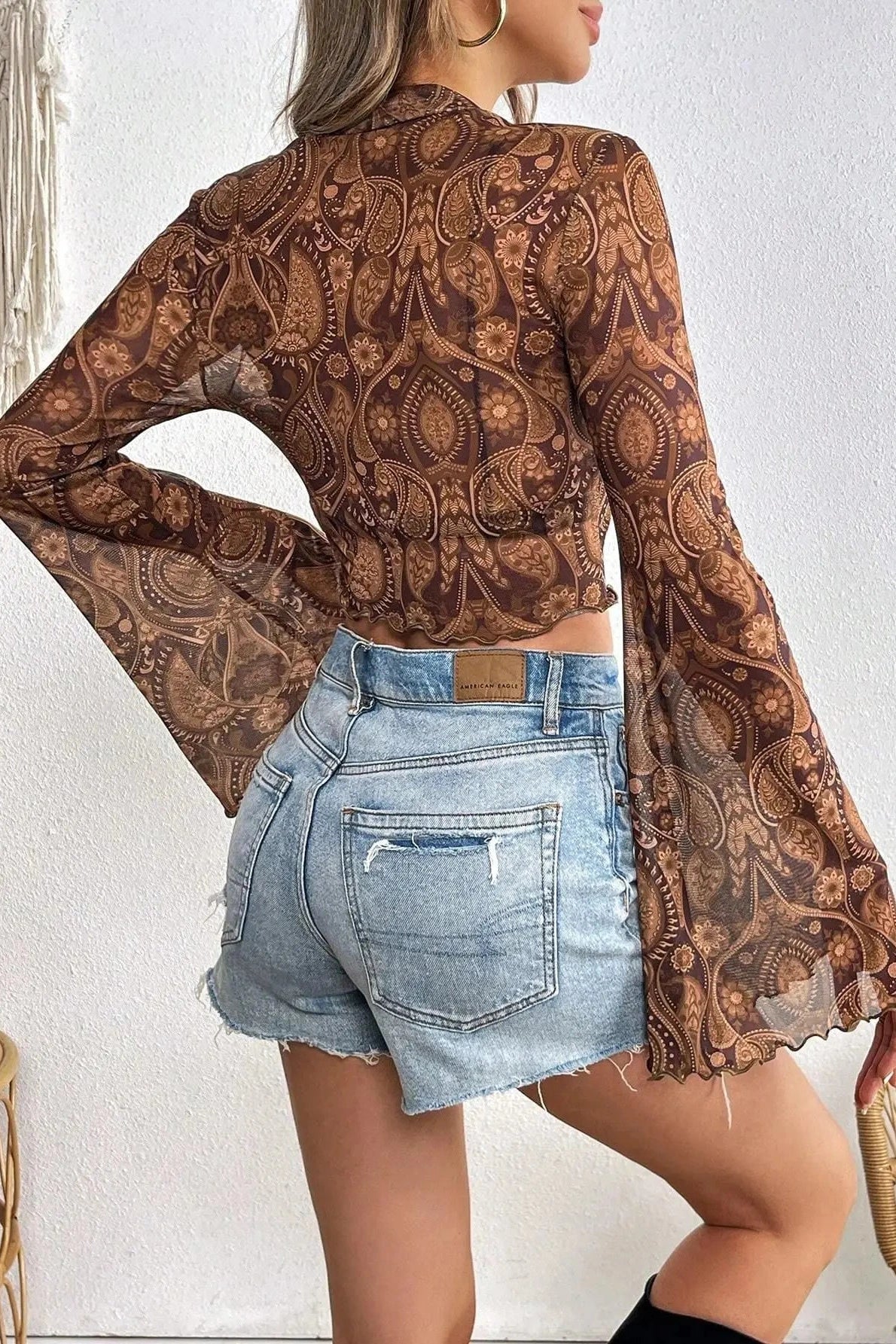 Glorol - Flared Sleeve Printed Top