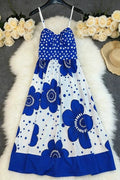 Glorol - Sleeveless Pleated Printed Loose Midi Dress