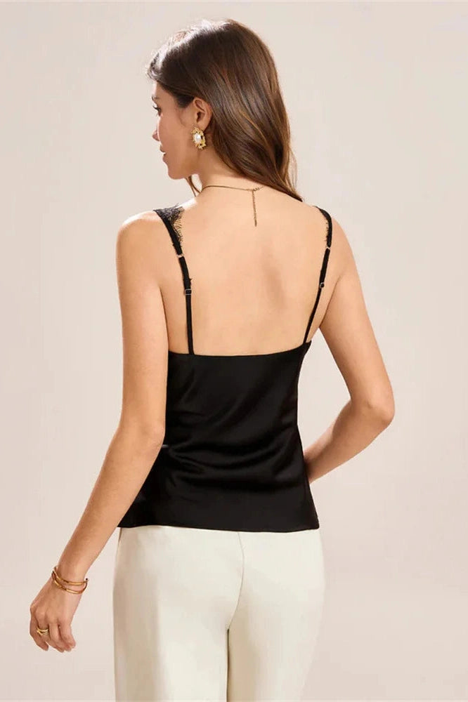 Glorol - Lace V-Neck Backless Patchwork Sleeveless Top