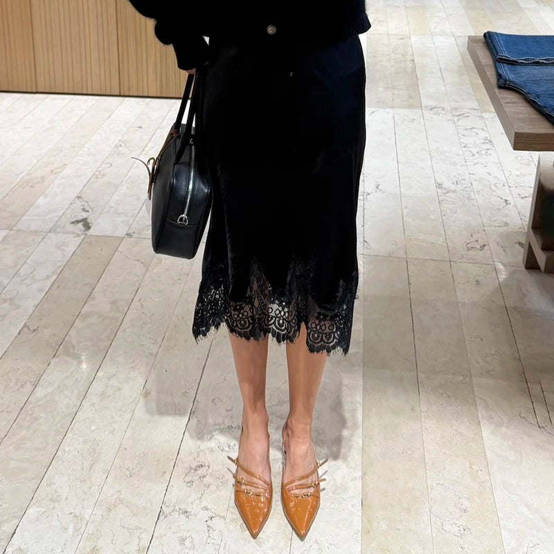 Glorol - High Waist Loose Leisure Lace Skirt
