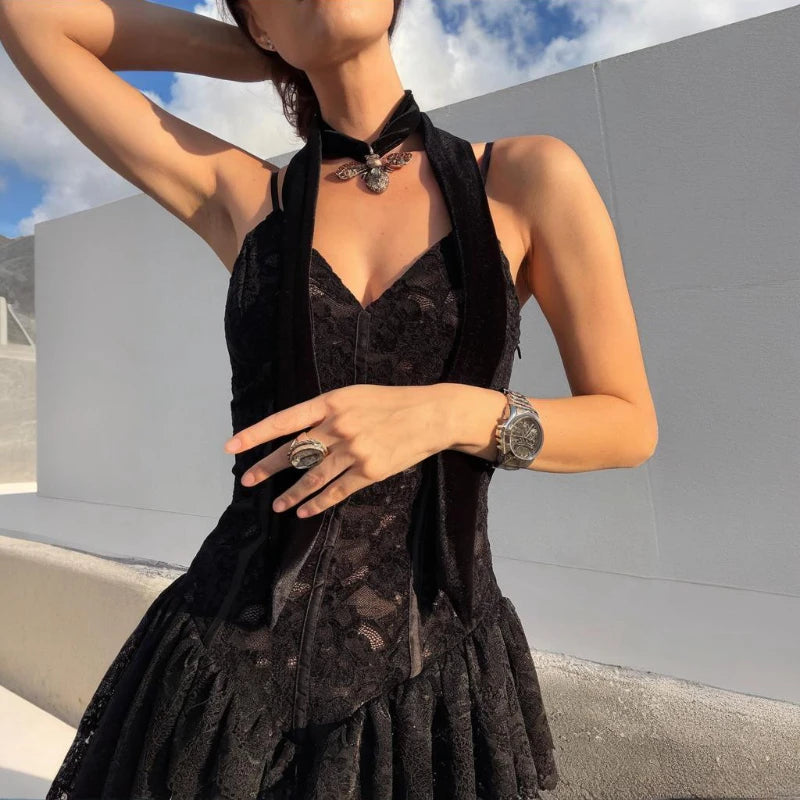 Glorol - Lace V-Neck Slim Sleeveless Top