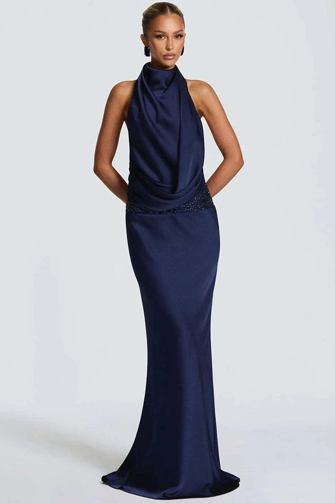 Glorol - Backless Off-Shoulder Sleeveless Bodycon Maxi Dress