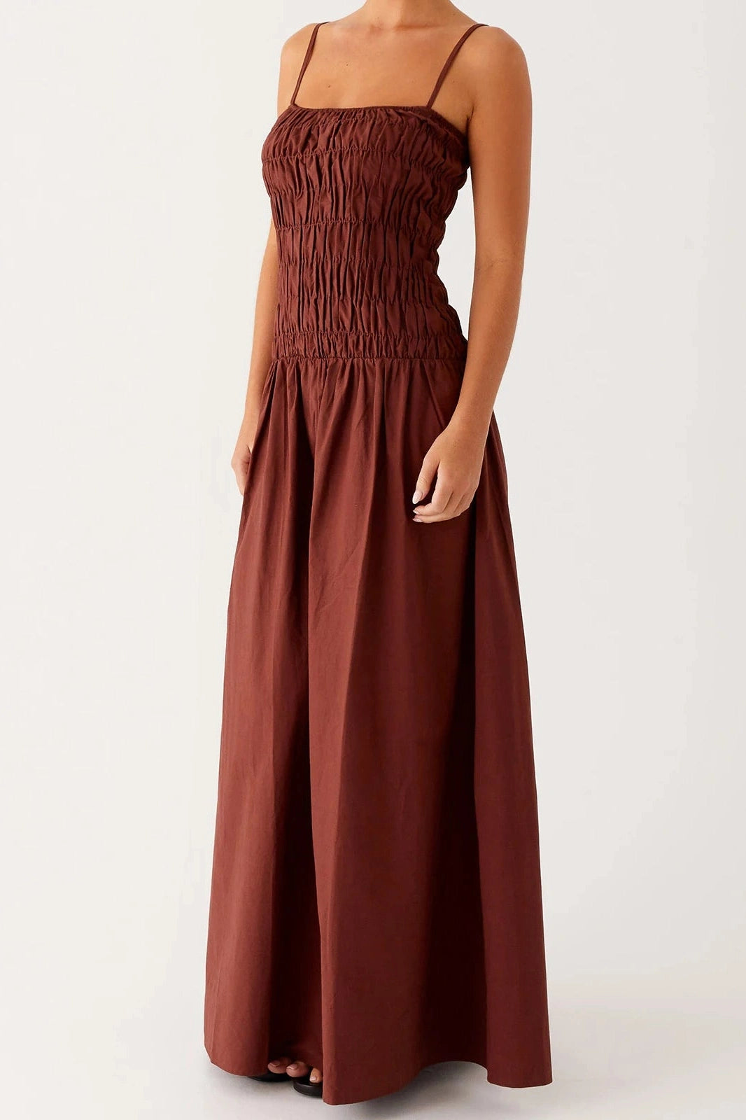 Glorol - Sleeveless Spaghetti Strap Maxi Dress