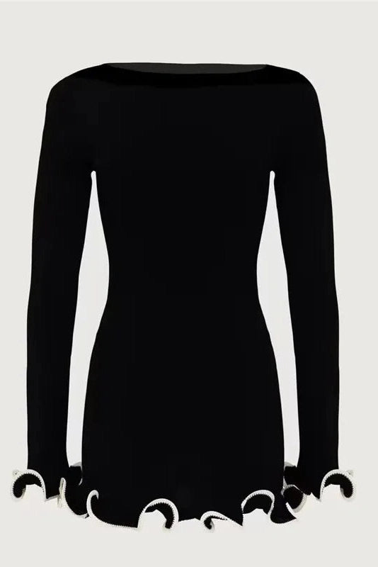 Glorol - Long Sleeve Pullover O-Neck Mini Dress
