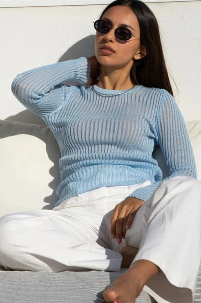Glorol - See-Through Slim Long Sleeve Top