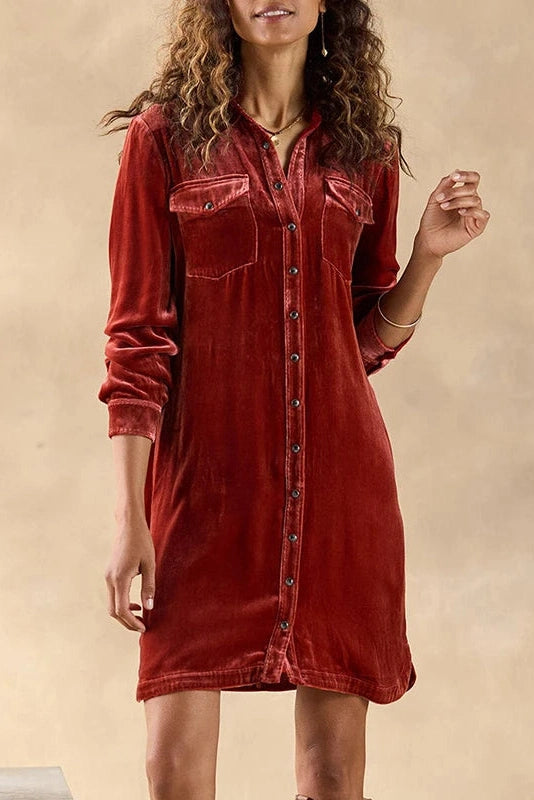 Glorol - Elegant Pocket Single Breasted Mini Dress