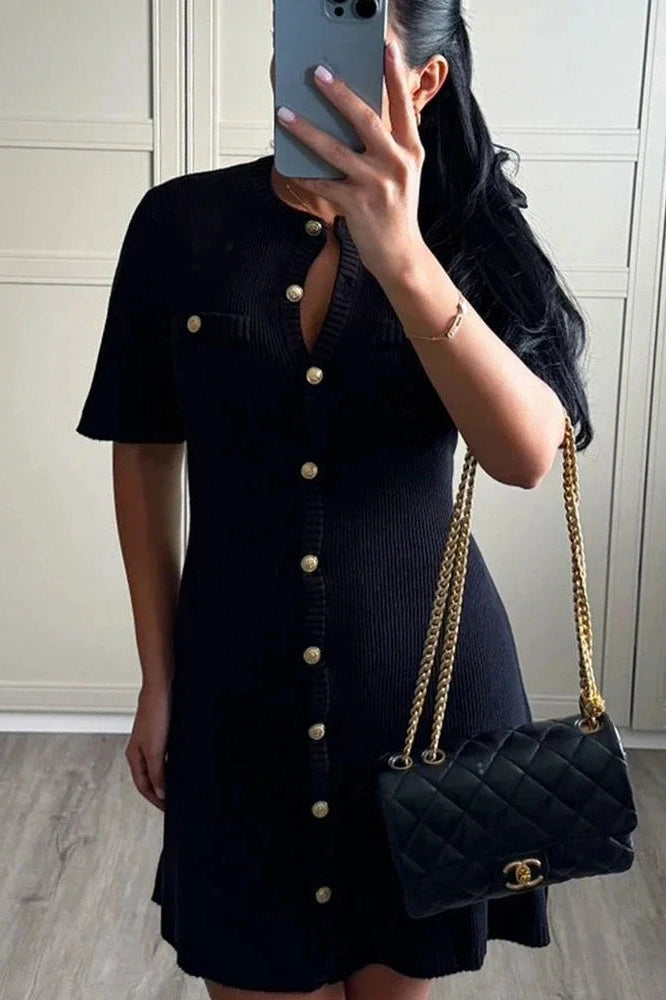 Glorol - Short Sleeve Patchwork Loose Mini Dress