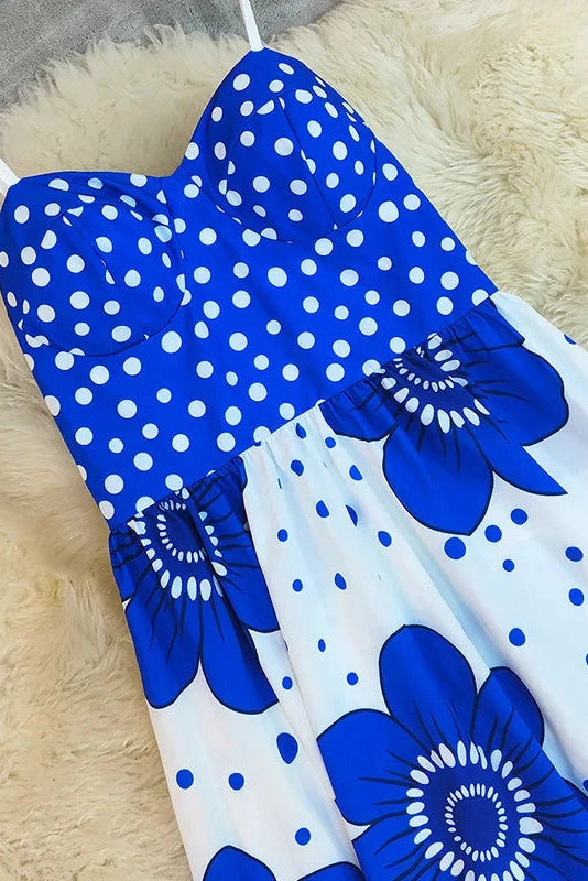 Glorol - Sleeveless Pleated Printed Loose Midi Dress