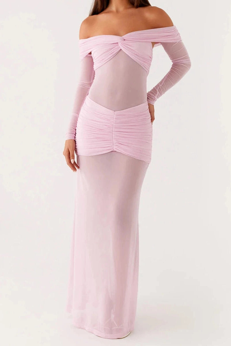 Glorol - Off-Shoulder Slim Fit Maxi Dress