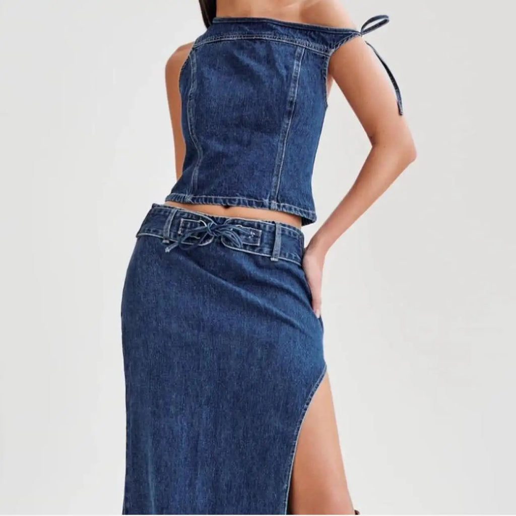 Glorol - One Shoulder Lace-Up Top