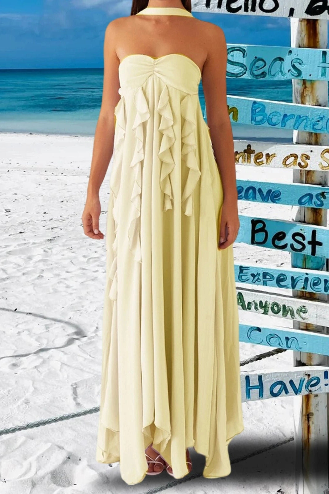 Glorol - Elegant Sleeveless Backless A-Line Maxi Dress