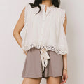 Glorol - Sleeveless Button-Down Loose Fit Top