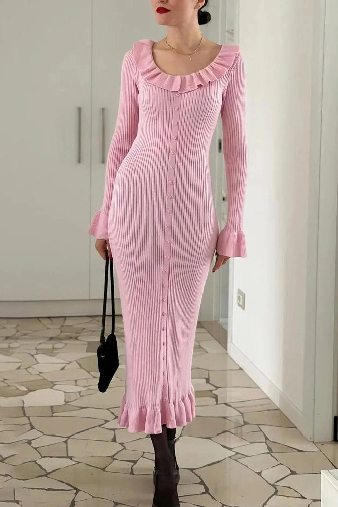 Glorol - Elegant Slim High Waist Patchwork Midi Dress