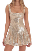 Glorol - Elegant U Collar Slim High Waist Mini Dress