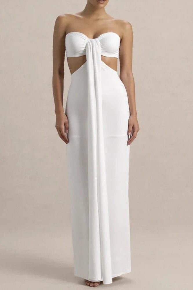 Glorol - Off-Shoulder Strapless Sleeveless Backless Bodycon Maxi Dress