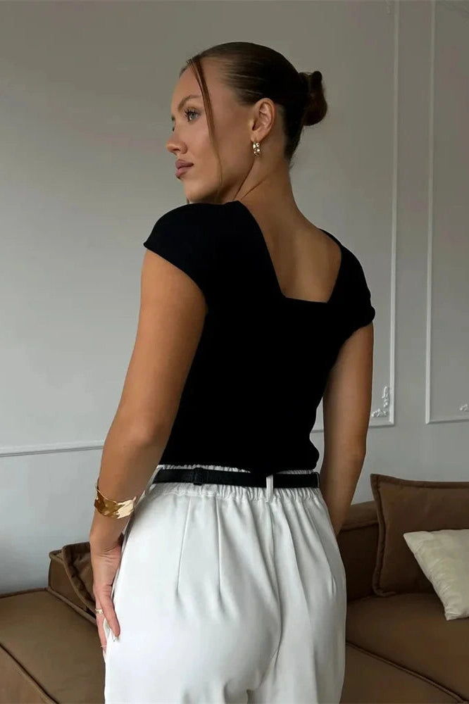Glorol - Backless Sleeveless V-Neck Top