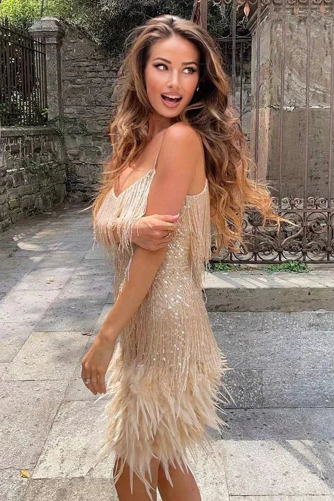 Elegant Spaghetti Straps Mini Dresses