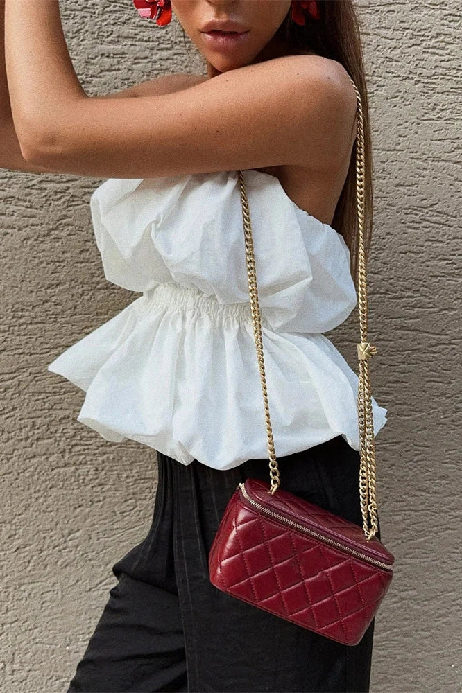 Glorol - Pleated Backless High Waist Top